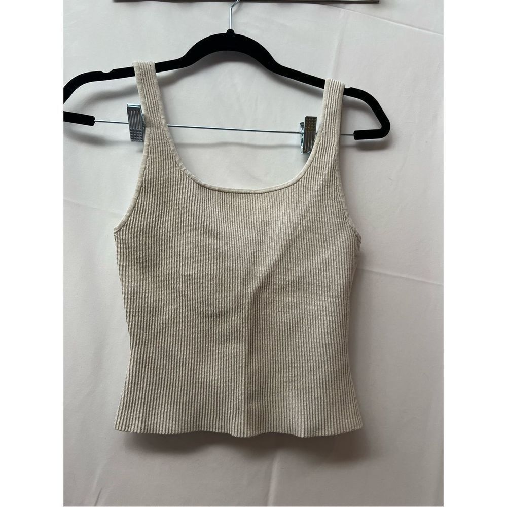 Aritzia Babaton Women's Sculpt Knit Square Neck Cropped Top Matte Pearl Medium